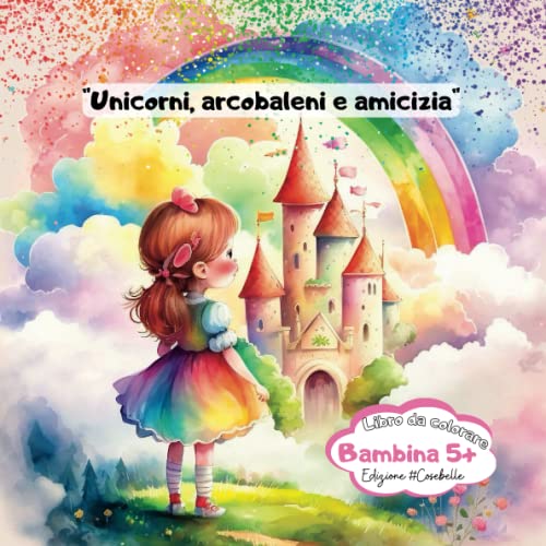 Set Copripiumino Principessa Unicorni Arcobaleno - Rosa Singolo Double Face Per Letto