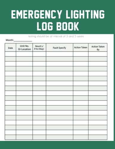 Emergency Lighting Log Book: Emergency Light Inspection &amp; Maintenance ...