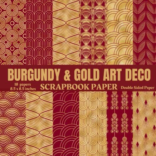 Burgundy And Gold Art Deco Scrapbook Paper 18 Art Deco Scrapbook Paper