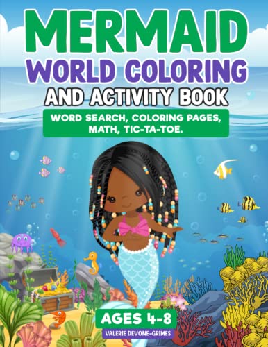 MERMAID WORLD COLORING AND ACTIVITY BOOK AGES 4-8 by Valerie Devone ...