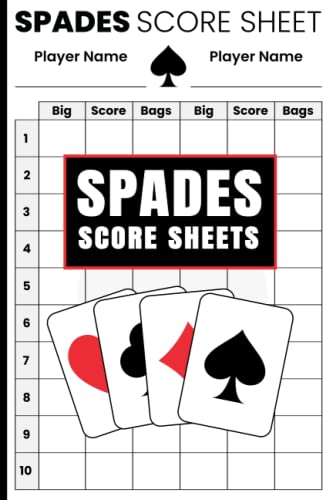 Spades Score Sheets: 120 Score Sheet Pages For Record Spades Score With ...
