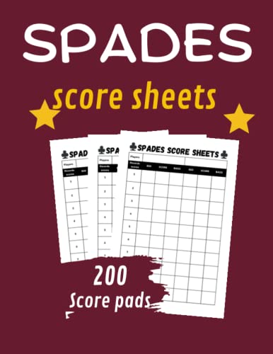 Spades Score Sheets: Spades Score Pads for scorekeeping, Spades Card ...