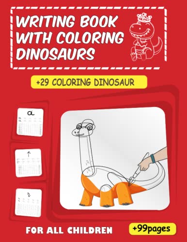 Writing book with coloring dinosaurs: Alphabet and coloring tracing ...