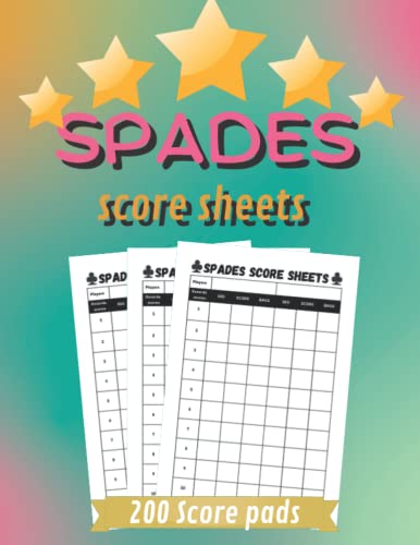 Spades Score Sheets: Spades Score Pads for scorekeeping, Spades Card ...