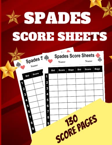 Spades Score Sheets: 130 Score Pads for Scorekeeping /Spades Score ...