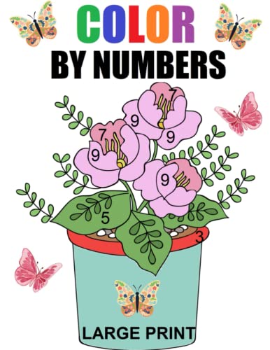 Large Print Color By Number Coloring Book For Dementia: Simple Color By ...