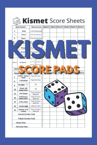 kismet Score Pads: kismet score sheets / 110 Kismet Dice Game Score ...