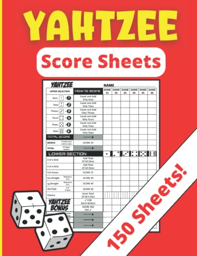 Yahtzee Score Sheets: 150 Large Print Yahtzee Score Pads by Tea Story ...