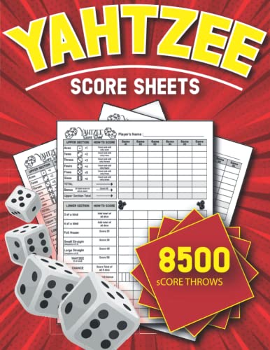Yahtzee Score Sheets: 8500 Yahtzee Score Throws Large Print 8.5 x 11 ...