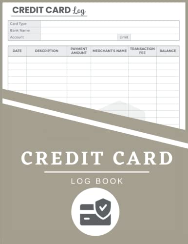 Credit Card log Book: Debit And Credit Card Account Payment Log Book ...