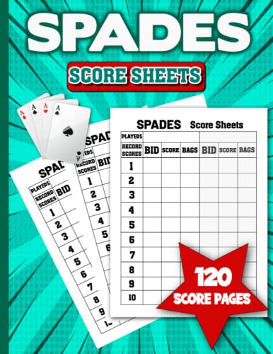 Spades Score Sheets: 888 Score Pads For Scorekeeping. Spades Score ...