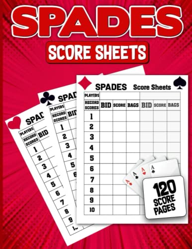 Spades Score Sheets: 888 Score Pads For Scorekeeping, Spades Score ...