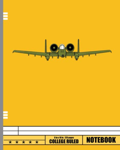 Retro A10 Thunderbolt Warthog Plane Notebook: College Rule Composition