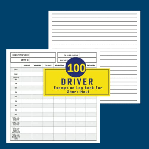 Driver Exemption Log Book For ShortHaul Daily and Weekly Log Book For