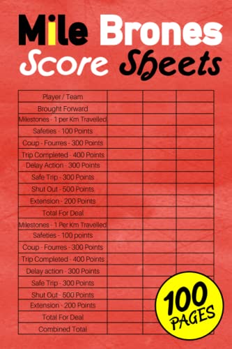 Mile Bornes Score Sheets: 100 Large Score Cards Game Pads For ...
