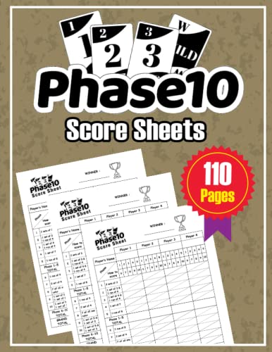 Phase 10 Score Sheets: Perfect 110 Score Sheet Record Book, Phase Ten