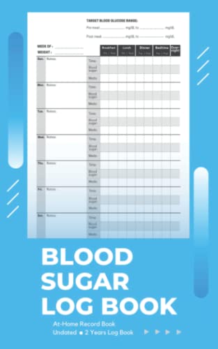 Blood Sugar Log Book: 2 Years Daily Diabetic Glucose Tracker Journal ...