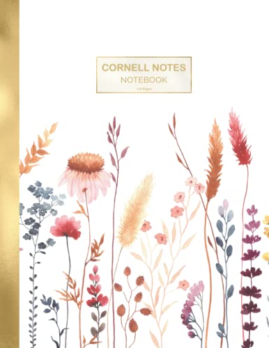 Cornell Notes Notebook: Beautiful Floral Watercolor College notebooks