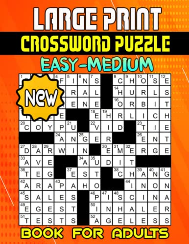 New Large Print Easy-Medium Crossword Puzzle Book For Adults: Easy to ...