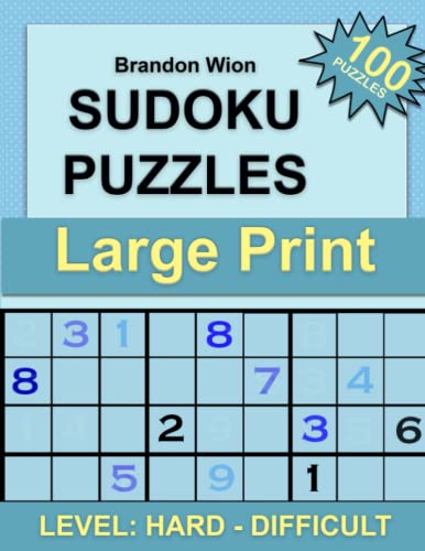 Large Print Hard Difficult Sudoku Puzzles 100 Easy To Read 50Pt 