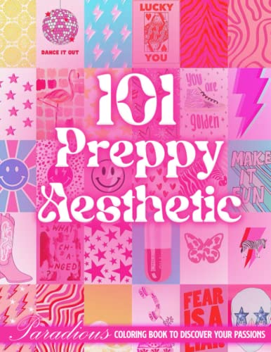 101 Preppy Aesthetic Coloring Book: Y2K Coloring Pages With Preppy and ...
