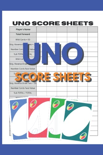 Uno Score Sheets: Uno Card Game Record Keeper Book, Uno score pads by lnprinty large company ...