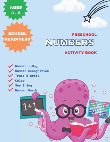 Preschool Numbers Activity Book, Ages 3 to 6, Preschool to Kindergarten ...