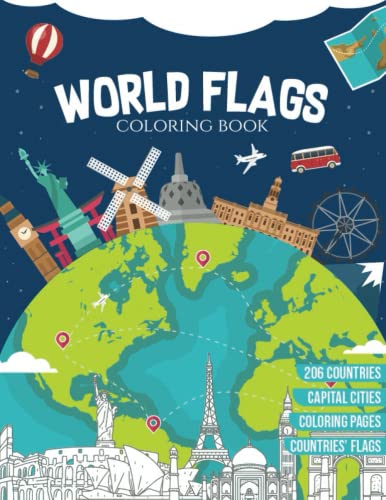 world flags coloring book: Discover all the flags of the world, area