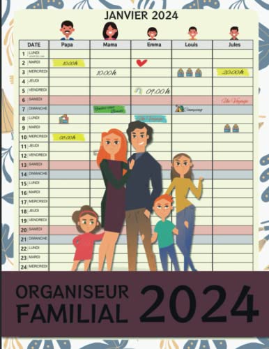 Organiseur Familial 2024: Agenda Familial 2024, Ce livre sert de Organiseur Familial 2024: Agenda Familial 2024, Ce livre sert de