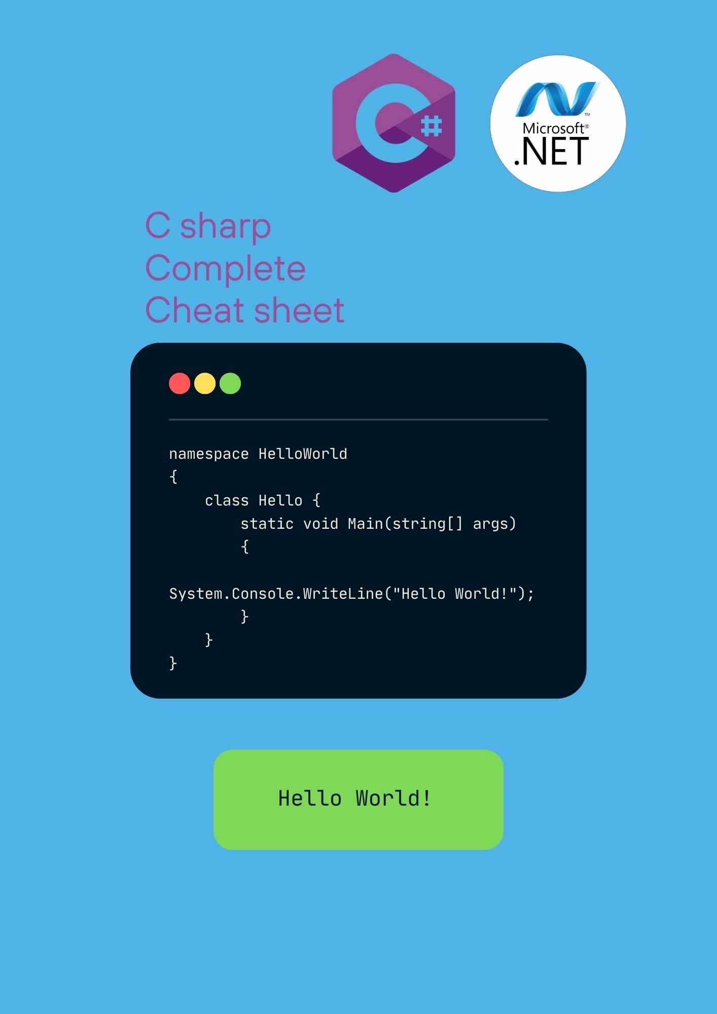 C sharp Complete Cheatsheet A complete cheatsheet for C and