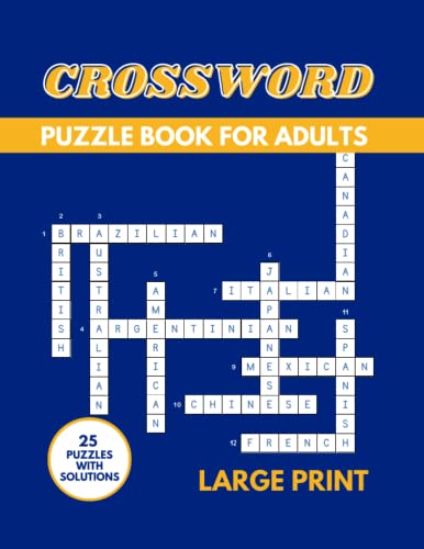 Crossword Puzzle Book For Adults Development Your Brain And Improve Your Vocabulary With 