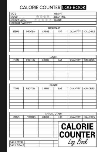 Calorie Counter Log Book: A Daily Journal to Track Your Calorie, Carbs ...