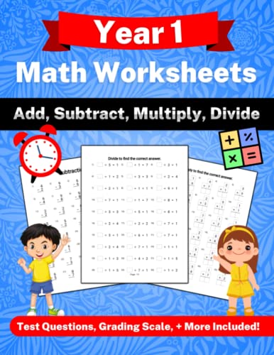 Year 1 Math Worksheets: Add, Subtract, Multiply, Divide by Lucky Roads ... image.