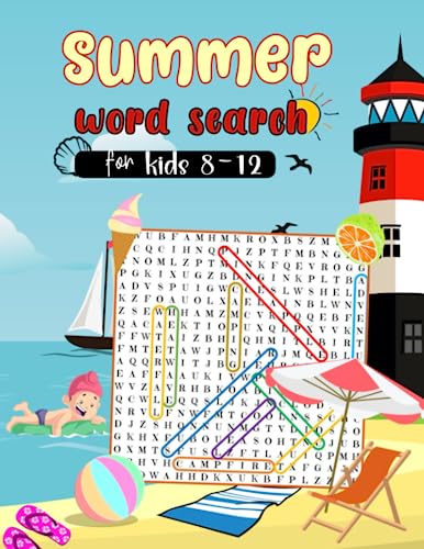 Summer Word Search For Kids 8 12 Fun Activity Book Beach Sea Camping 