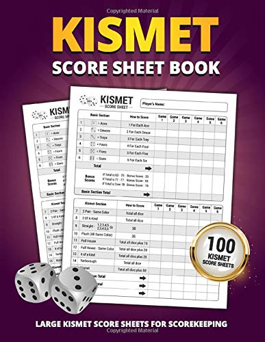 Kismet Score Sheet Book: 100 Large Score Sheets For Scorekeeping ...