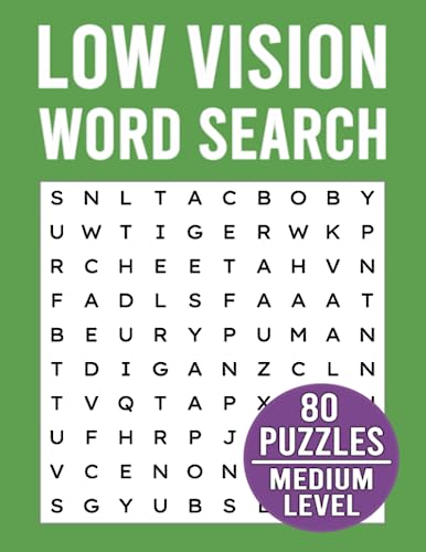 Low Vision Word Search: Extra Large Print Puzzles for Visually Impaired ...