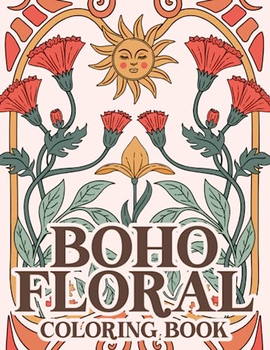 Boho Floral Coloring Book: Easy Flower Coloring Pages with Minimalist ...