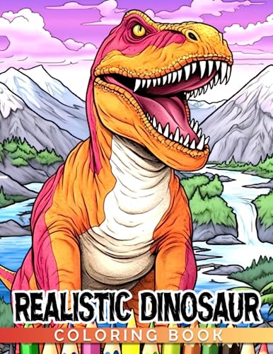 Realistic Dinosaur Coloring Book: Detailed Illustrations of ...