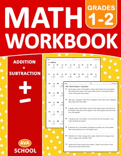 Math Workbook For Grades 1-2 Addition, Subtraction, Word Problems: Math ... image.