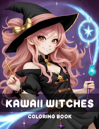 Kawaii Witch Coloring Book: Cute Witches Coloring Pages for Adult and ...