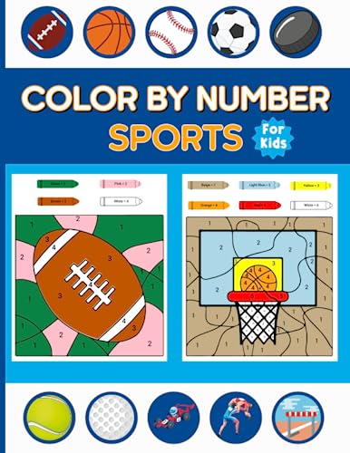 Color by Number Sports For Kids: Baseball, Soccer, Track, Lacrosse ...