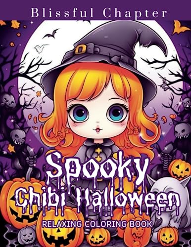 Spooky Chibi Halloween Relaxing Coloring Book: 50 Unique Coloring Pages