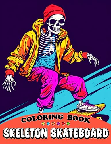 Skeleton Skateboard Coloring Book: Creepy And Horror Collection ...