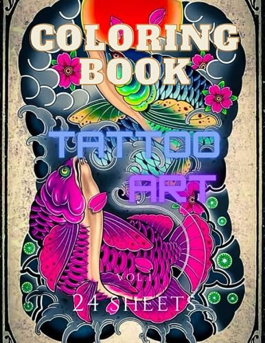 Coloring book Tattoo Art vol.1: The cover image is a body art painting