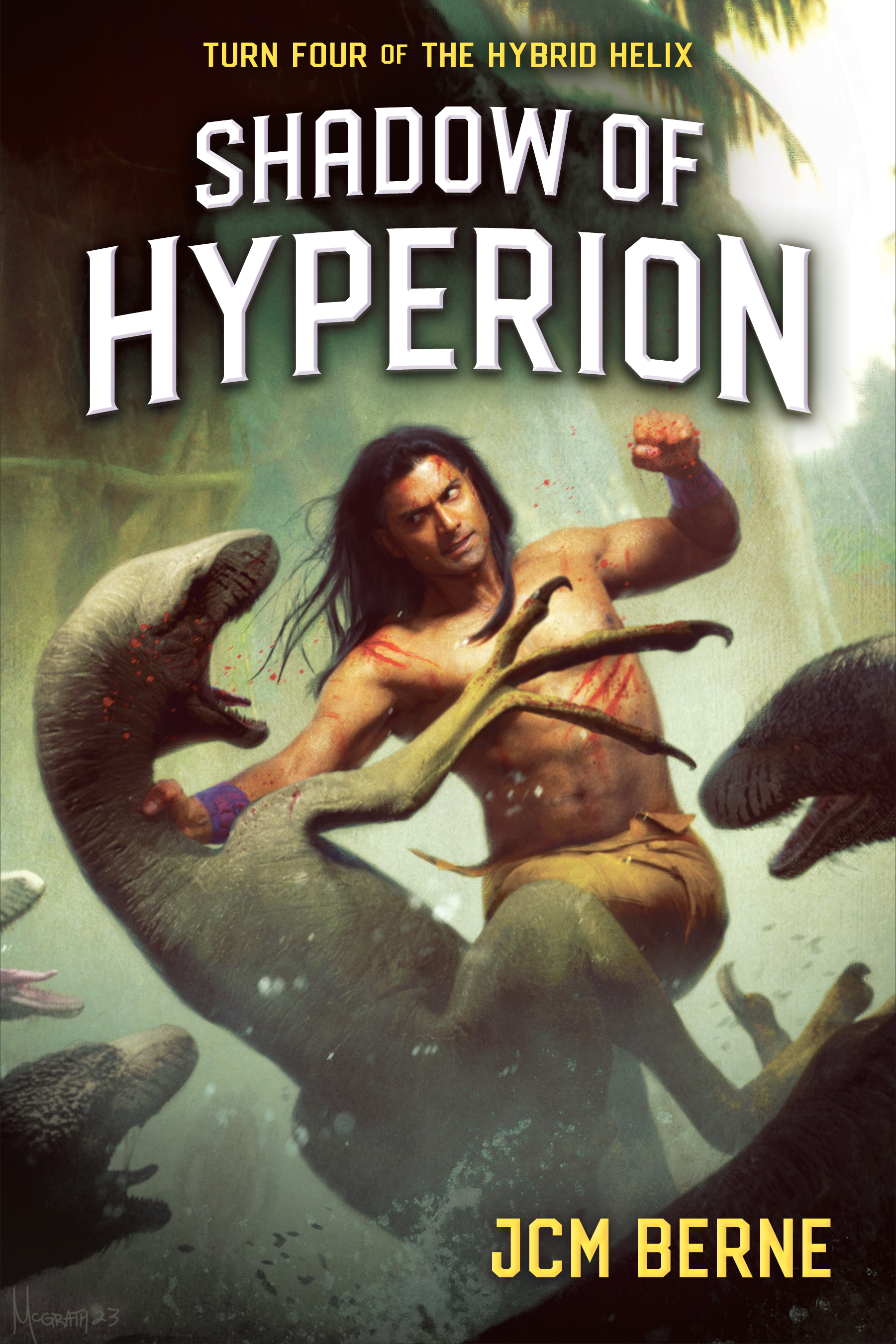 Shadow of Hyperion by JCM Berne, Turn Four of the Hybrid Helix, a character-focused high action space opera fantasy sci-fi series with many worlds and strange species.
