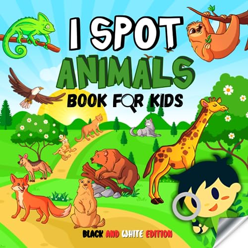 I Spot Animals Book for Kids Black and White Edition ABC, Letters