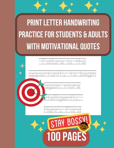 Print handwriting practice workbook for adults and teens with ...