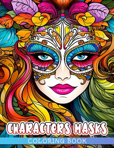 Characters Masks Coloring Book: 30 design pages of color masks for kids ...