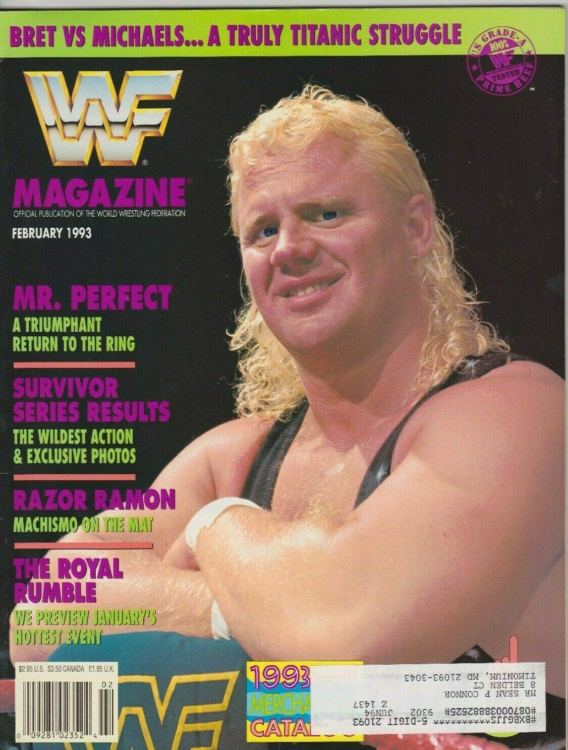 WWF Magazine February 1993 Wrestling Mr Perfect Curt Hennig WWE Vintage