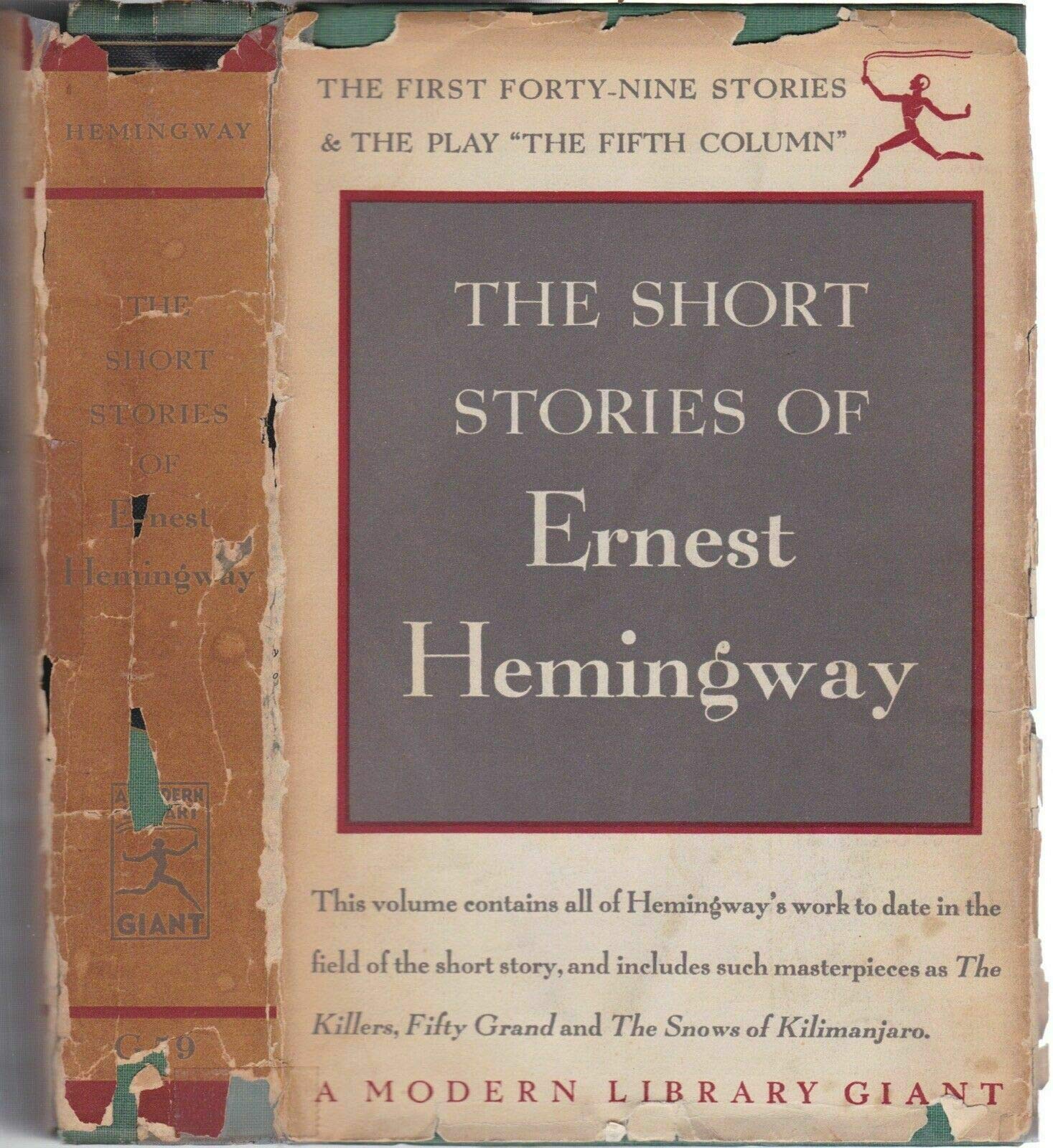 1950s Vtg Short Stories of Ernest Hemingway Modern Library Giant Retro Classics [Hardcover] Ernest Hemingway book cover